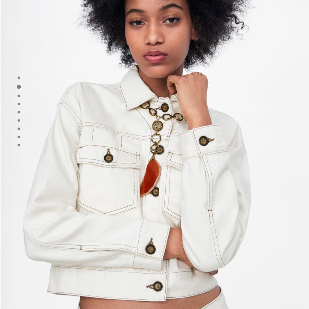 Zara white cropped jacket